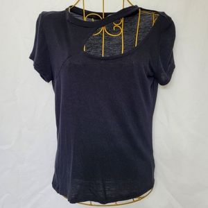 47. URBAN EPISODE Women's Black Short Sleeve Cutout Top Size S/M